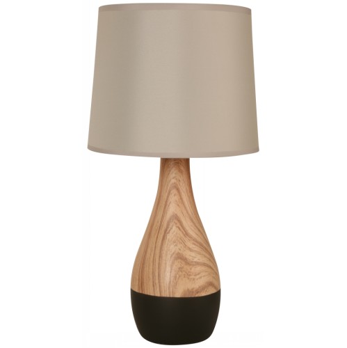 1L TABLE LAMP BLACK+WOOD E27 60W