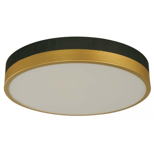 24W LED CEILING LAMP MATT BLACK+GOLD FINISH CCT SWITCH INTO CANOPY 